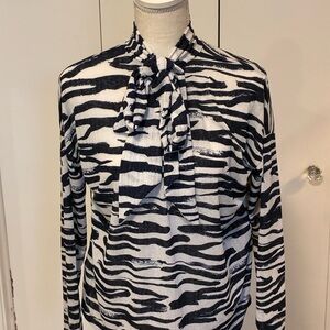Nine West Black and White Zebra Print Blouse